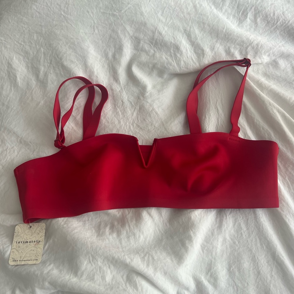 NWT free people intimately notched lily haute red scuba bralette - Picture 4 of 5